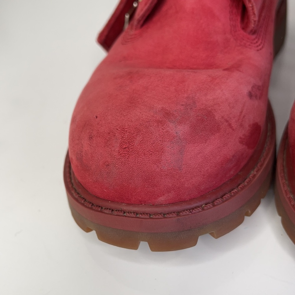 Timberland Suede leather waterproof hiking boot red Kids US 2 - Picture 4 of 15